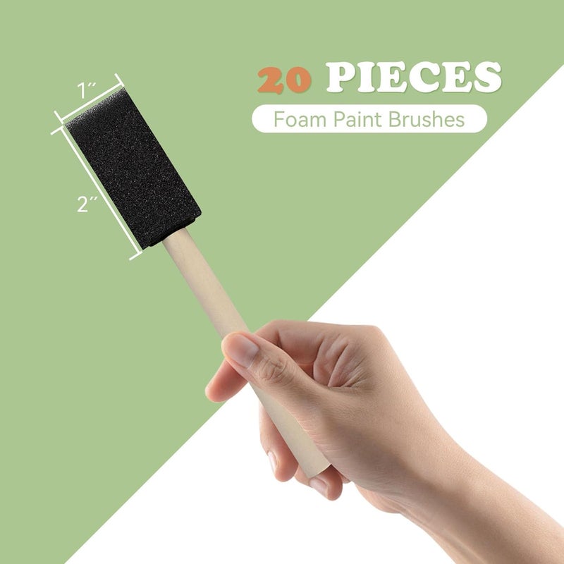 DMSVK 20 Pcs Foam Paint Brushes, 1'' Sponge Paint Brush, Foam Brushes for Painting, Craft, Staining, Varnish, Touch Up - Image 2